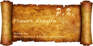Plenert Klaudia névjegykártya